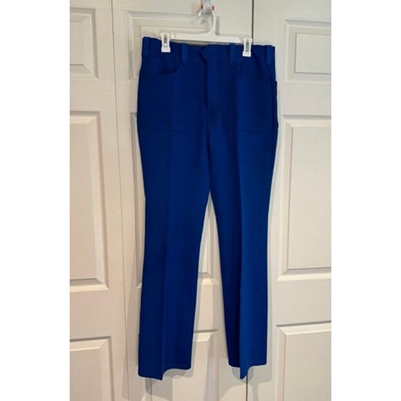 Vintage The Knack 60's 70's Vibrant Blue 2 Ply Polyester Pants - Picture 1 of 7